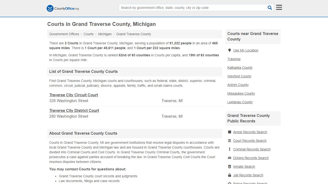 Courts - Grand Traverse County, MI (Court Records & Calendars)